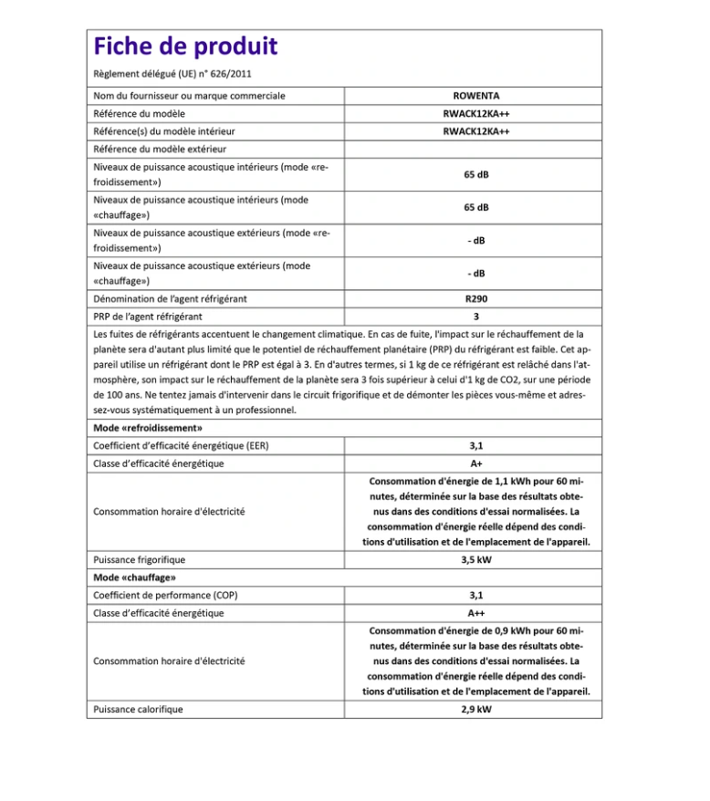 Ar Condicionado Móvel Reversível Rowenta RWAC12KA++ – Classe A+/A++, R290, 5 Funções
