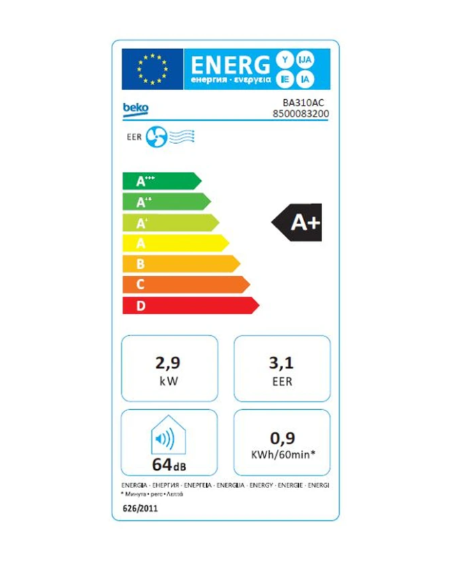 Ar Condicionado Portátil Beko BA310AC – 2931 W, Classe A+, R290, Ionizador, ZoneFollow