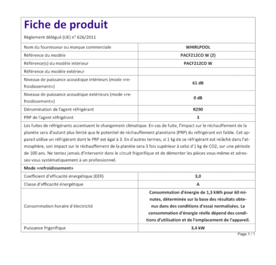 Ar Condicionado Portátil Whirlpool PACF212CO W – 12000 BTU, Classe A, R290, 6º Sentido