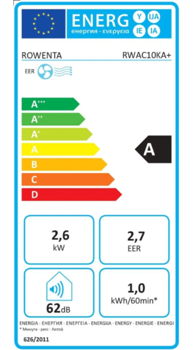 Ar Condicionado Portátil Rowenta RWAC10KA+ – 10000 BTU, Classe A, 4 Funções, 62 dB