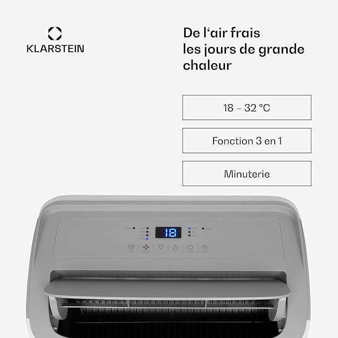 Ar Condicionado Portátil Klarstein 12000 BTU – Classe A+, R290, SEER 13, Silencioso 63 dB