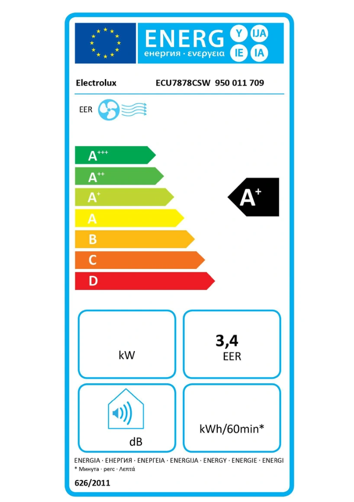 Ar Condicionado Portátil Electrolux ECU7878CSW Comfort 700 – 3400 W, Classe A+, Inverter, Filtro HEPA, 43 dB