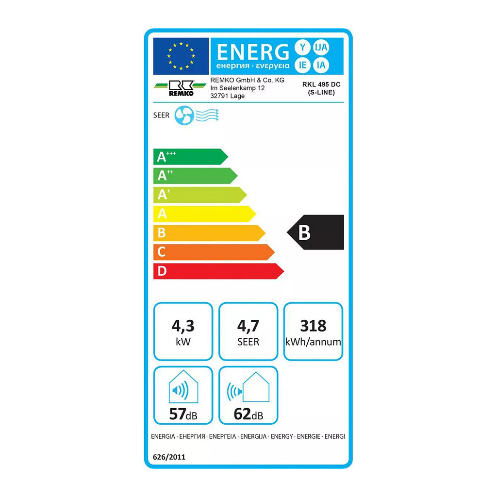 Ar Condicionado Portátil Split Remko RKL 495 DC – 4300 W, Classe B, Inverter, 57 dB, 80 m²