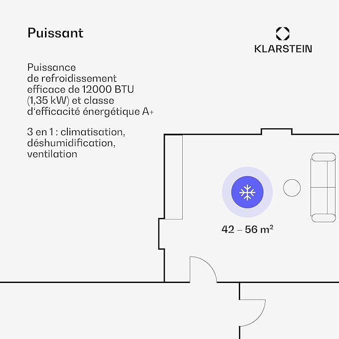 Ar Condicionado Portátil Klarstein 12000 BTU – Classe A+, R290, SEER 13, Silencioso 63 dB