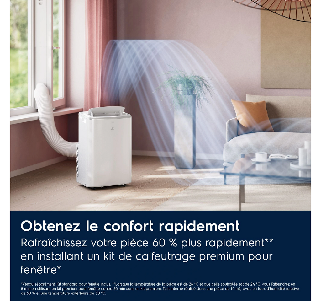 Ar Condicionado Portátil Electrolux EXP26U339CW Comfort 600 – 2600 W, Classe A, R290, 64 dB